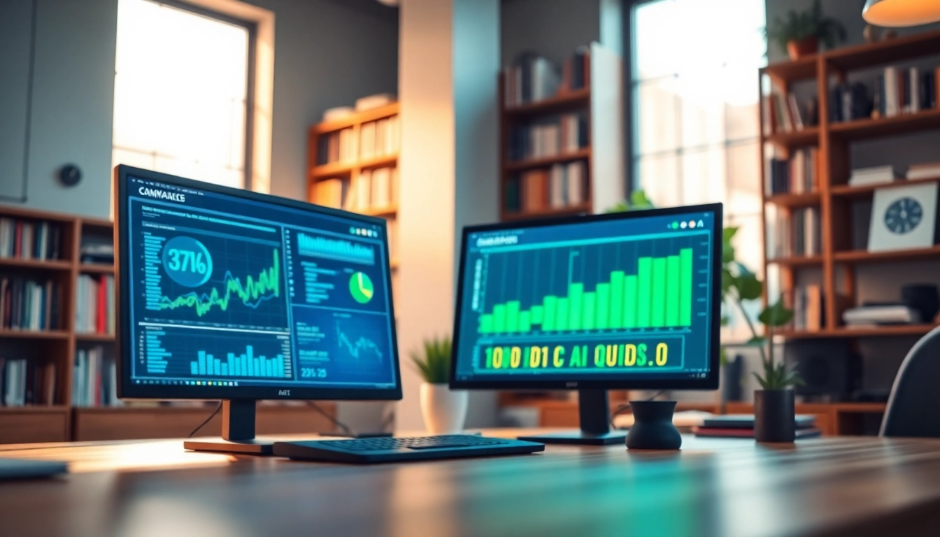 Data analyst using AI for competitor analysis in a modern workspace