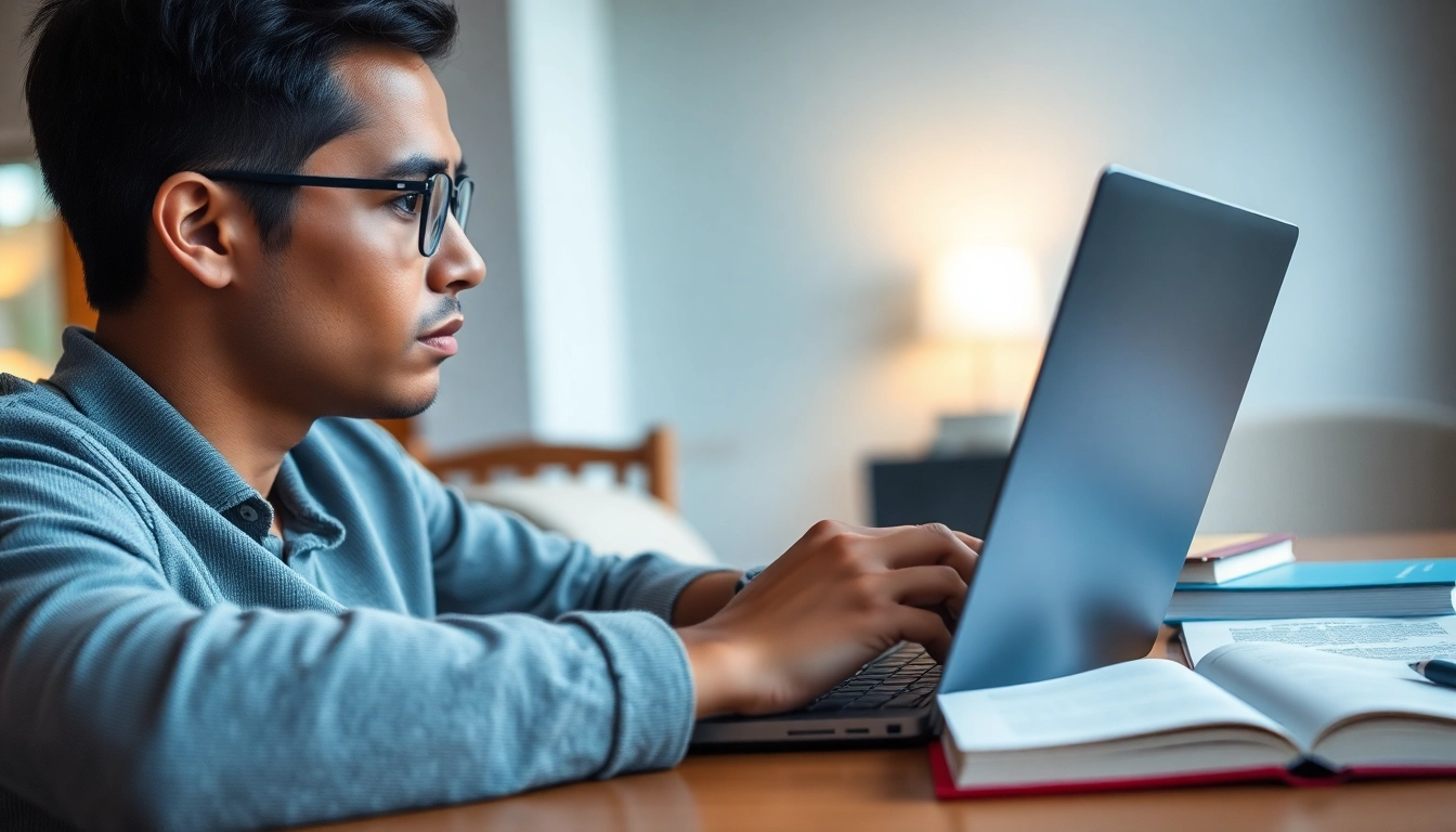 Pay someone to do my comptia exam while a focused individual studies in a modern office.