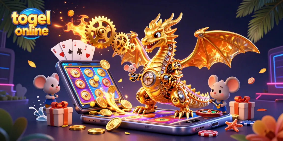 Permainan togel online dengan karakter naga emas dan elemen kasino yang dinamis