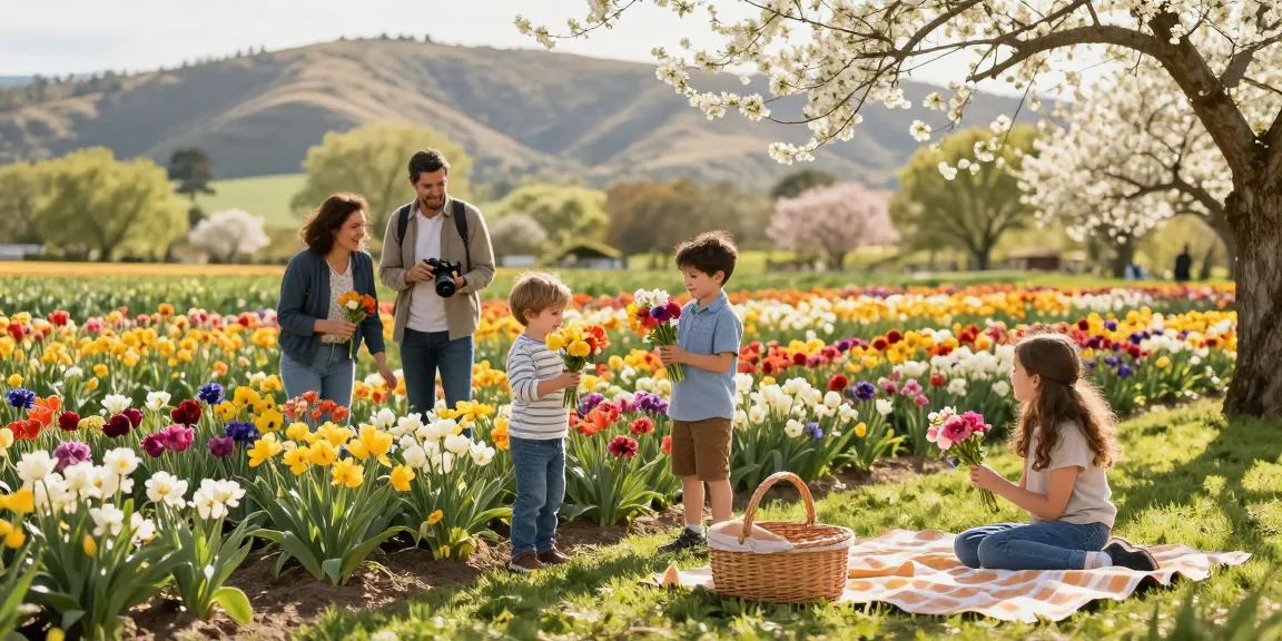 Explore the beauty of Capay Valley Garden Tour with family during spring, showcasing colorful flowers and joyful experiences.