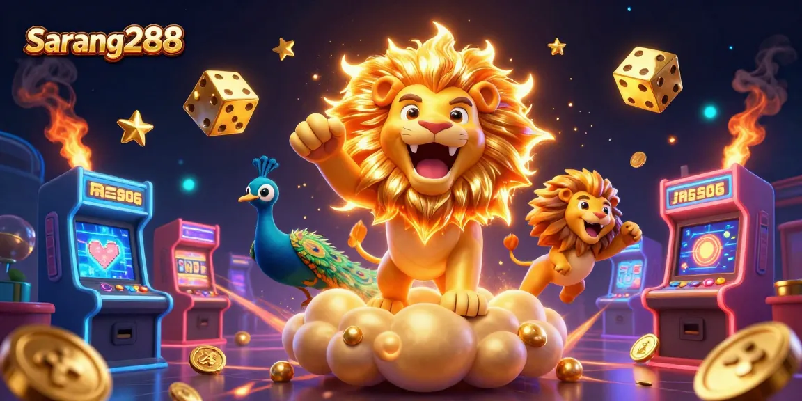 Slot gacor bermain di SARANG288 dengan simbol keberuntungan dan suasana yang ceria.