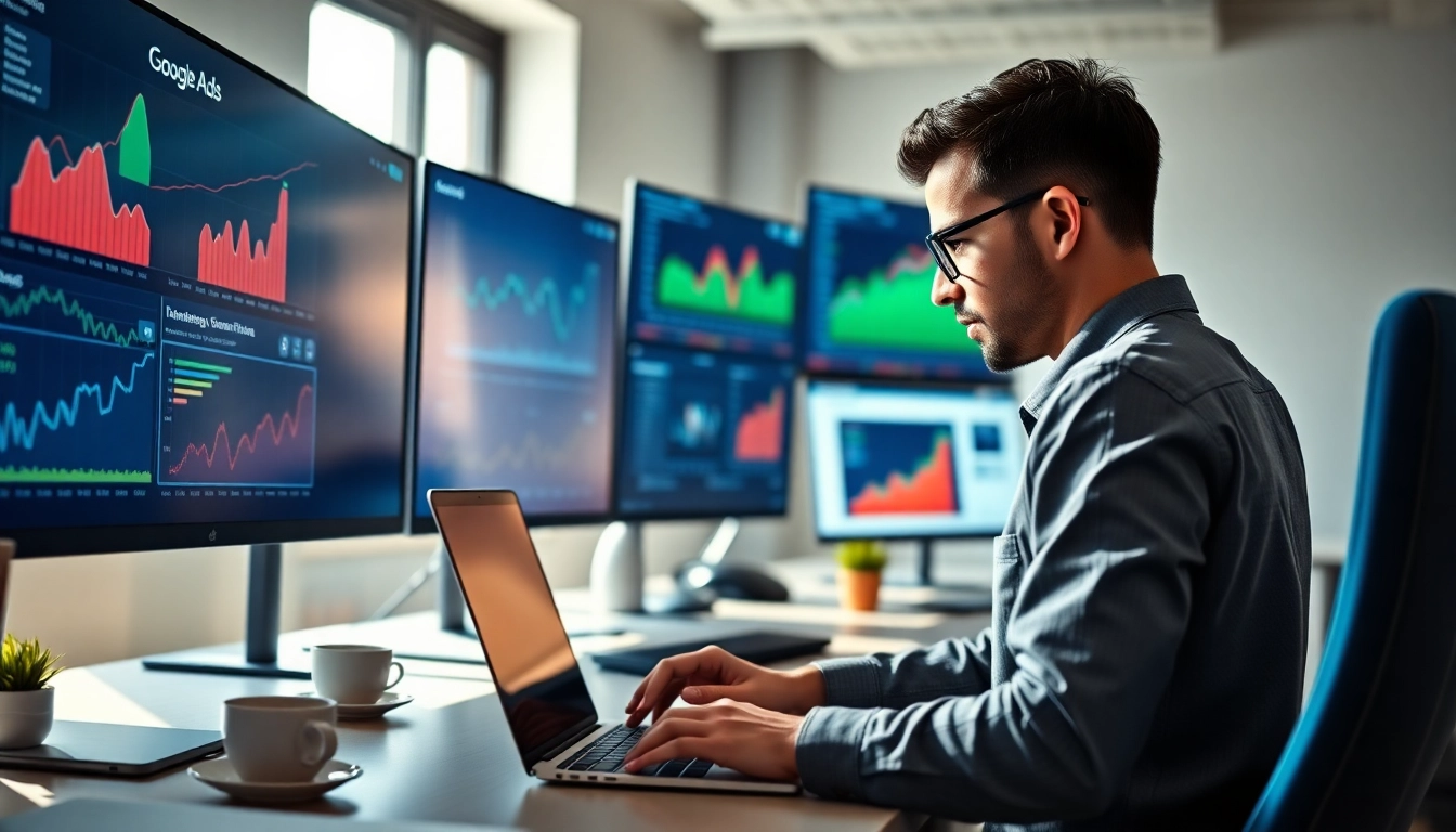 Analyze google ads edmonton strategies in a vibrant office environment with engaging visuals.