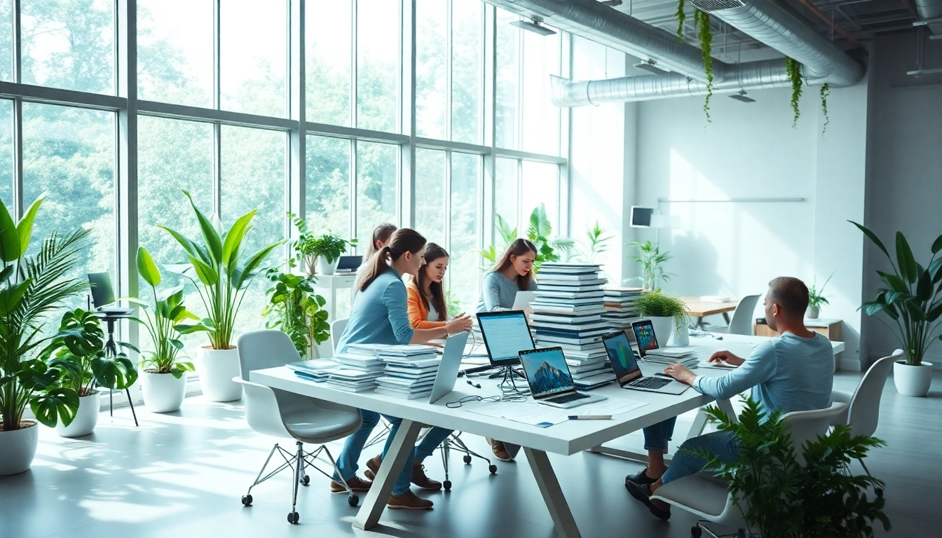 Marketing workflow in a vibrant web design agency with creative teamwork in action.