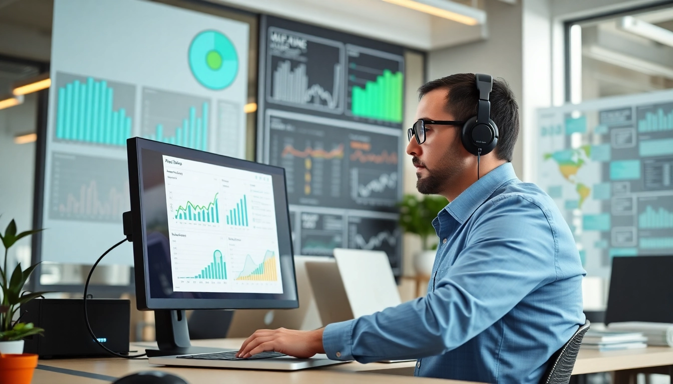 Data analyst examining AI for competitive intelligence insights on a laptop.