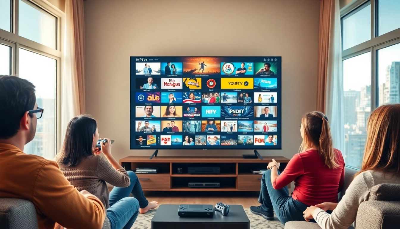 Watch IPTV streams on a high-definition television in a cozy living room setting.