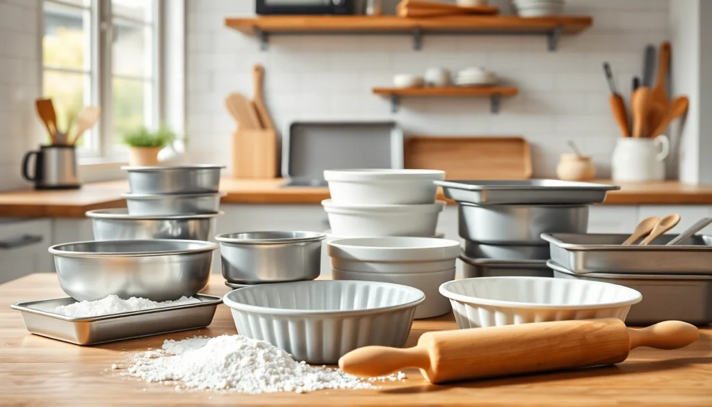 Bakeware NZ showcased in a modern kitchen setup, featuring essential tools for home bakers.