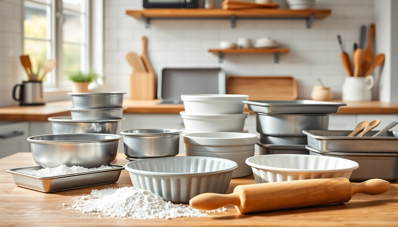 Bakeware NZ showcased in a modern kitchen setup, featuring essential tools for home bakers.