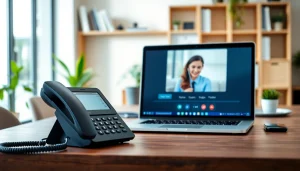 Enhance communication with UK home VoIP through a sleek office setup.