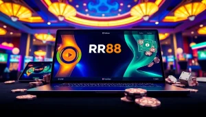 Engaging RR88 gambling interface highlighting vibrant design elements in a casino setting.