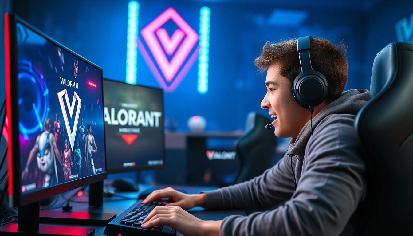 Engaging gamer focused on valorant download process at a modern gaming setup.