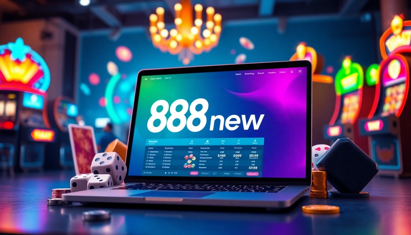 Engaging illustration of the 888new online gaming platform highlighting a vibrant betting interface with casino elements.
