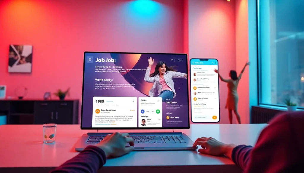 Highlight free job post opportunities with an engaging digital job interface.