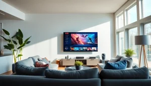 Experience seamless viewing with iron tv pro on a modern smart TV in a stylish living room.