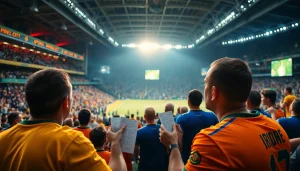 Engaged fans celebrating during sports betting in Brazil while watching a match.