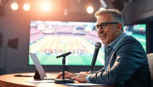 스포츠중계를 생생하게 전달하는 전문 아나운서의 모습