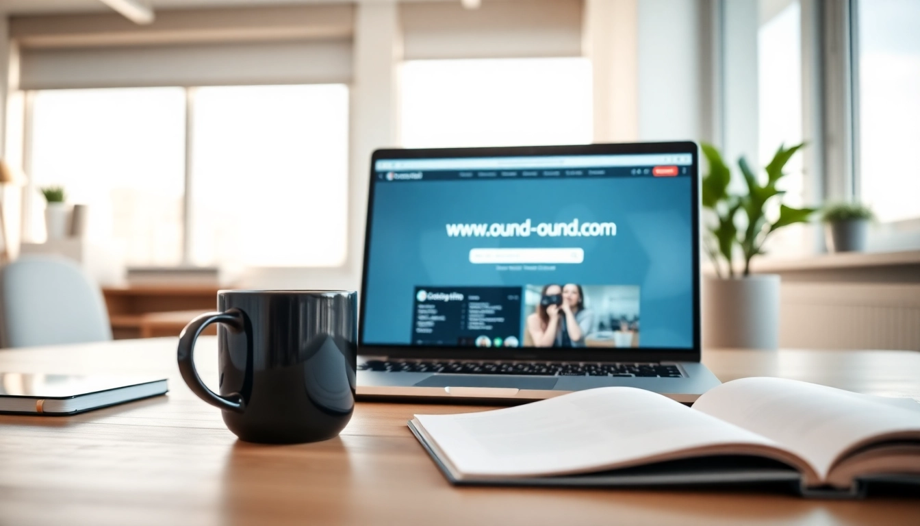Engaging digital workspace showcasing https://www.ound-ound.com on a sleek laptop.
