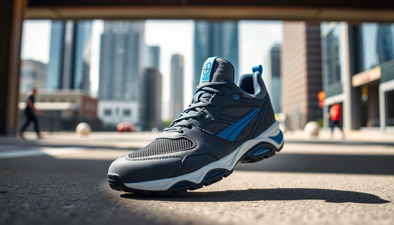 Showcasing the MV 88 shoe in a vibrant urban setting, highlighting its sleek design.