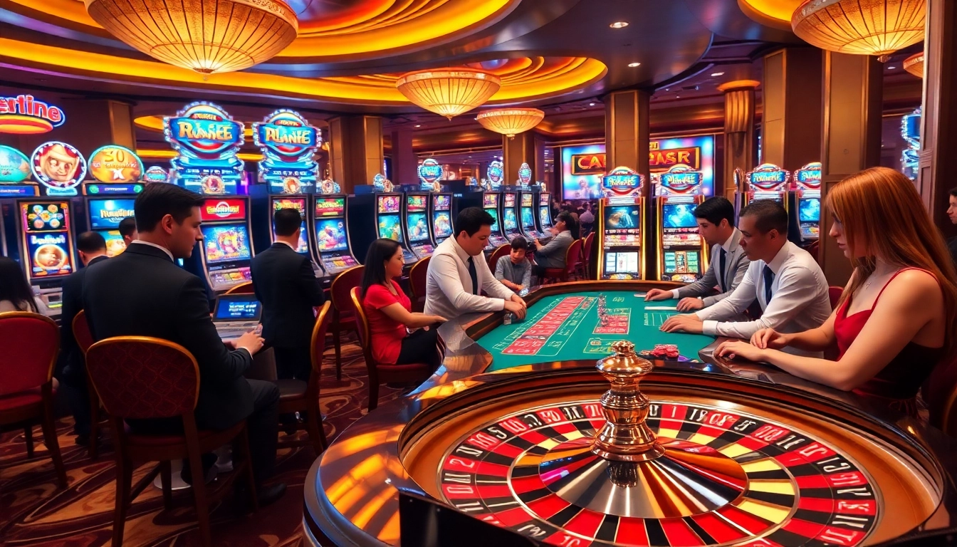 Experience the thrill of MM88 COM with a vibrant casino scene showcasing roulette and poker action.