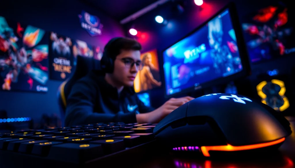 Menyaksikan bensu4d alternatif game dengan gamer terfokus di depan setup gaming yang canggih.