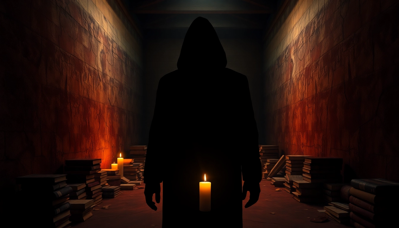 A captivating thriller book cover showcasing mystery with shadows and candlelight.