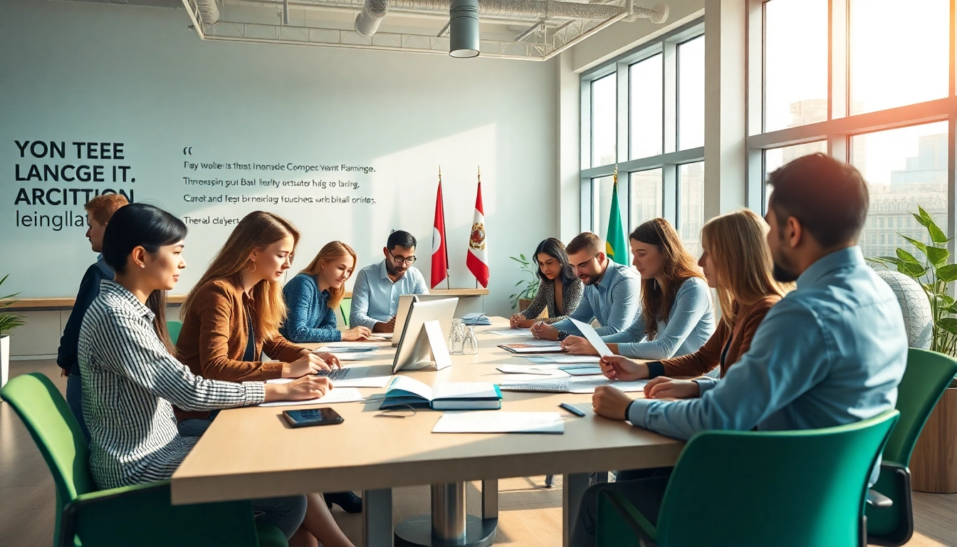 Engaged team collaborating on language translation solutions at https://www.elitetranslingo.com