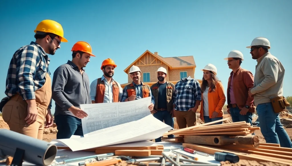 Find reputable building companies near me collaborating on a construction project.