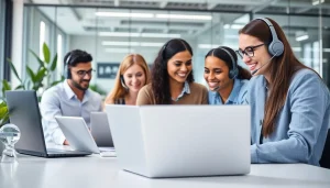 Expert IT Support for Businesses team collaborating with advanced technology in a modern office.