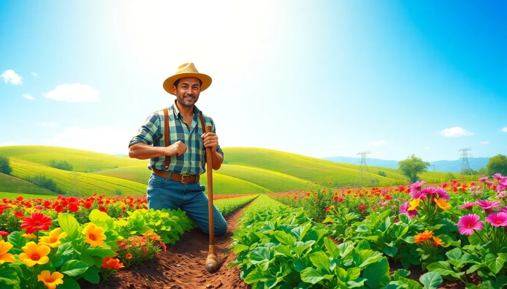 Petani toto yang bekerja di kebun sayuran berwarna-warni, menunjukkan dedikasi dan kerja keras.