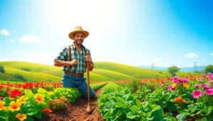 Petani toto yang bekerja di kebun sayuran berwarna-warni, menunjukkan dedikasi dan kerja keras.