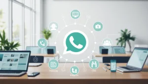 Understanding What is a CRM for WhatsApp through an infographic featuring connectivity and customer interaction.