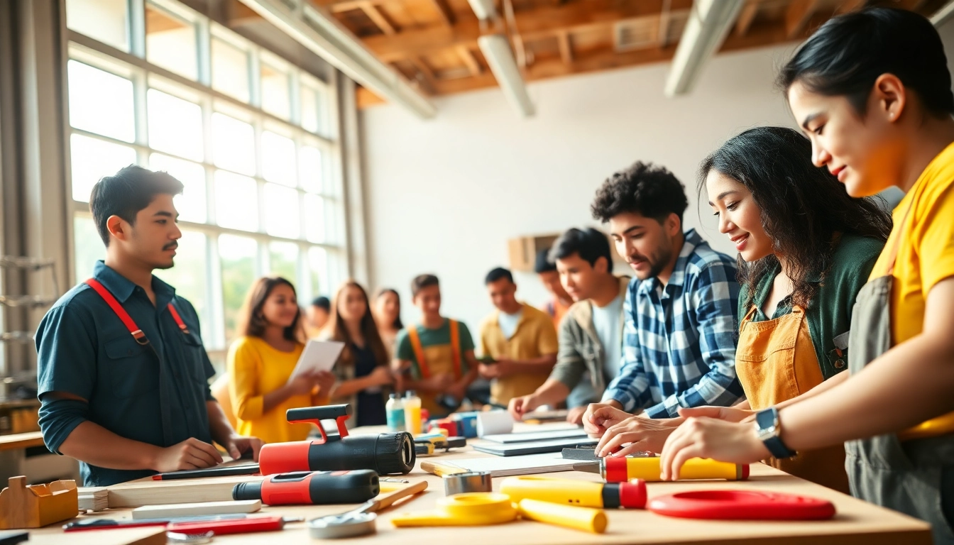 Engaged students learning in trade schools oahu with hands-on training and tools.
