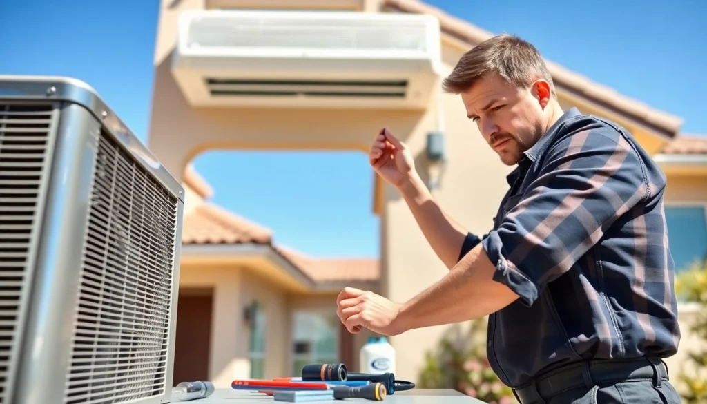 Skilled technician performing ac repair phoenix az in a residential setting, showcasing reliability and expertise.