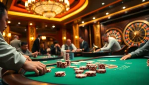 Engaged players strategizing at a poker table showcasing "Nếu như vậy bám vào đây" gambling concepts.