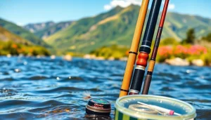 Admiring the best fly fishing rods against a tranquil river backdrop with lush landscapes.