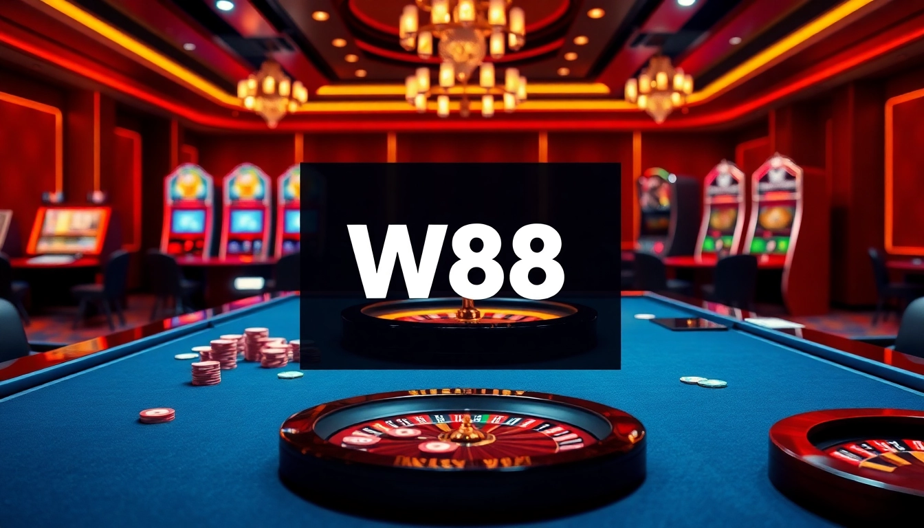 Trải nghiệm cảm giác cá cược tại liên kết W88 với hình ảnh casino sống động và bố trí trò chơi tuyệt đẹp.