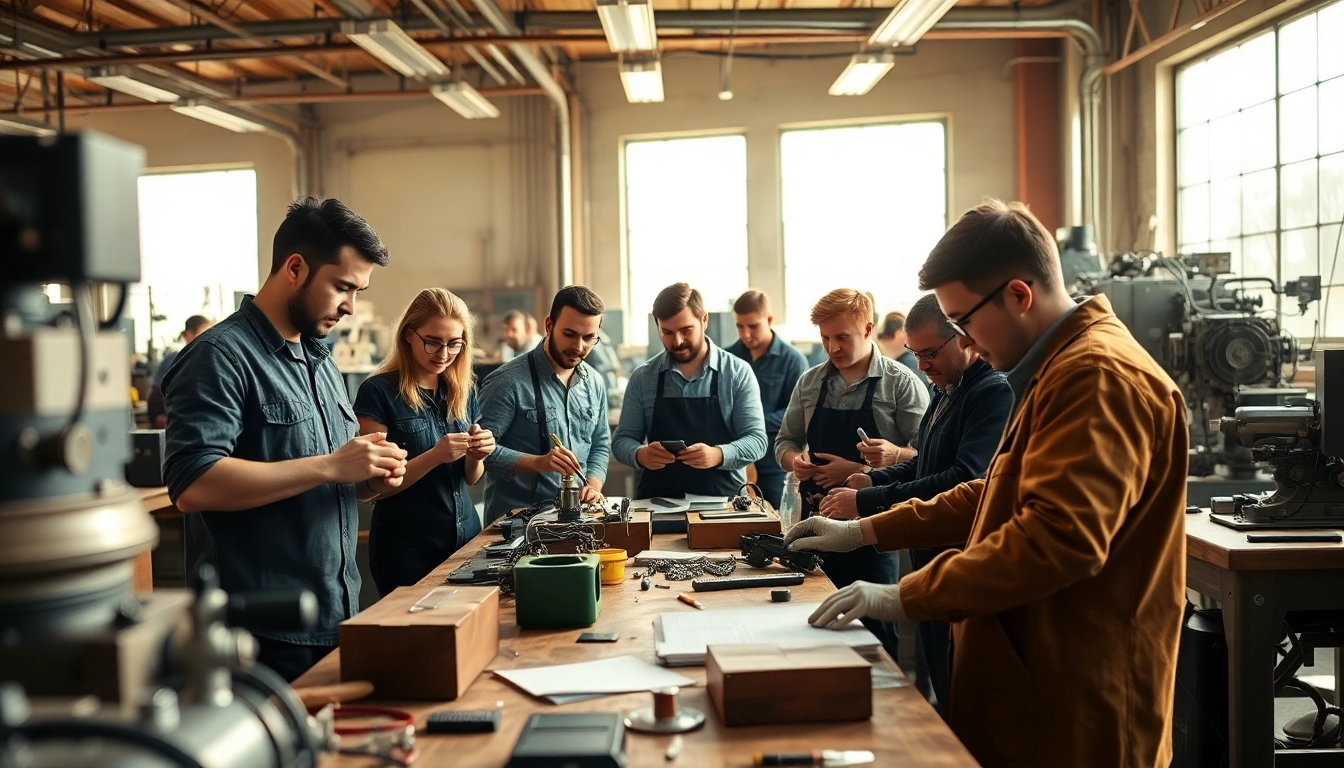 Trade School In Tennessee students engaged in hands-on learning in a workshop setting.
