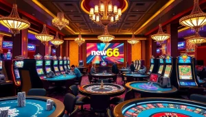 Experience the excitement of new66 with vibrant casino tables, colorful slots, and professional dealers.