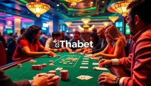Players engaged in thrilling poker at Thabet's online casino, highlighting excitement and strategy.
