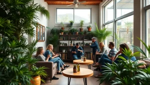 Membres de social club espagne profitant d'une atmosphère détendue dans un lounge convivial.