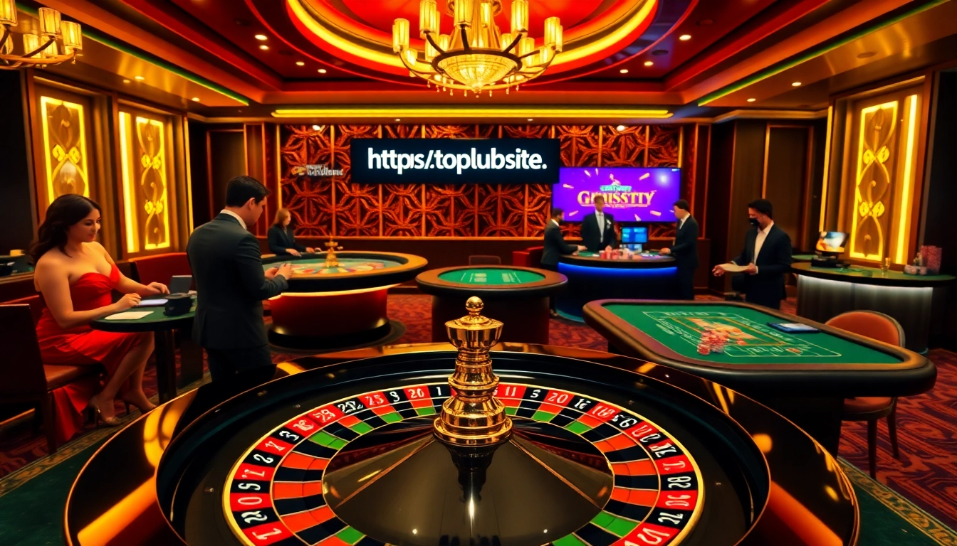 A dynamic casino scene featuring players at a roulette wheel, showcasing the excitement of https://topclub.site/.
