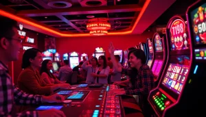 Engaging casino environment showcasing players at f168biz.com, capturing excitement and entertainment in online gambling.