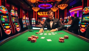 Experience the thrill of live casino action at https://kjc.onl/, featuring glamorous poker tables and slot machines.