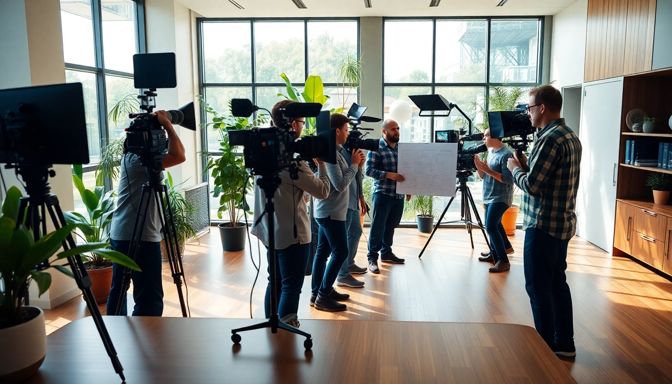 Capture the essence of Corporate Video Production with a professional film crew in action, showcasing creativity.