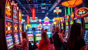 Enthusiastic players enjoying the best online casinos for Canada with vibrant gaming ambiance.