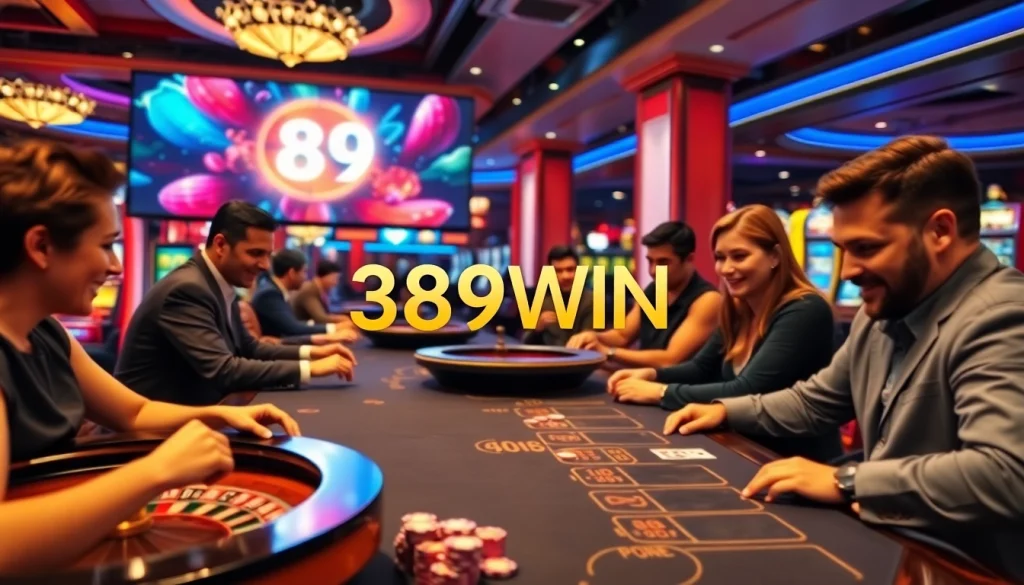 389WIN showcases players enjoying excitement at luxurious casino tables.