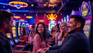 petani toto sedang menikmati permainan slot yang menggembirakan dengan suasana penuh warna