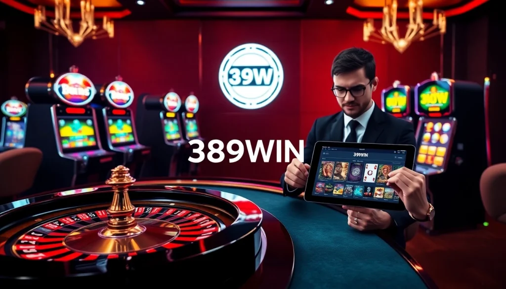 Experience the excitement of online gaming with 389WIN at a vibrant casino table.