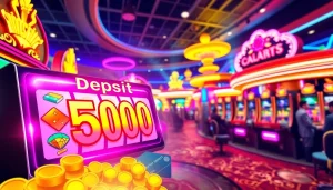 Slot deposit 5000, mesin slot yang menarik dengan pemain bersemangat di kasino online.