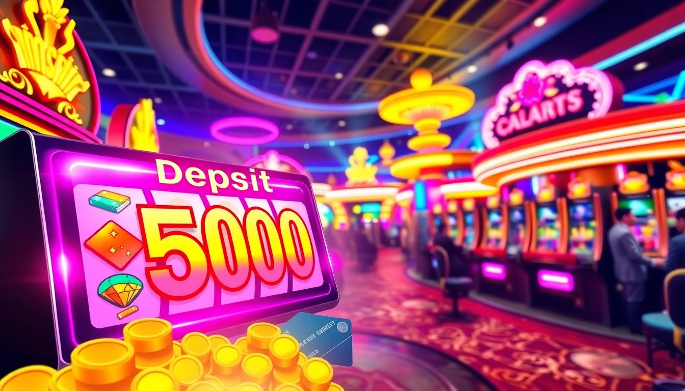 Slot deposit 5000, mesin slot yang menarik dengan pemain bersemangat di kasino online.