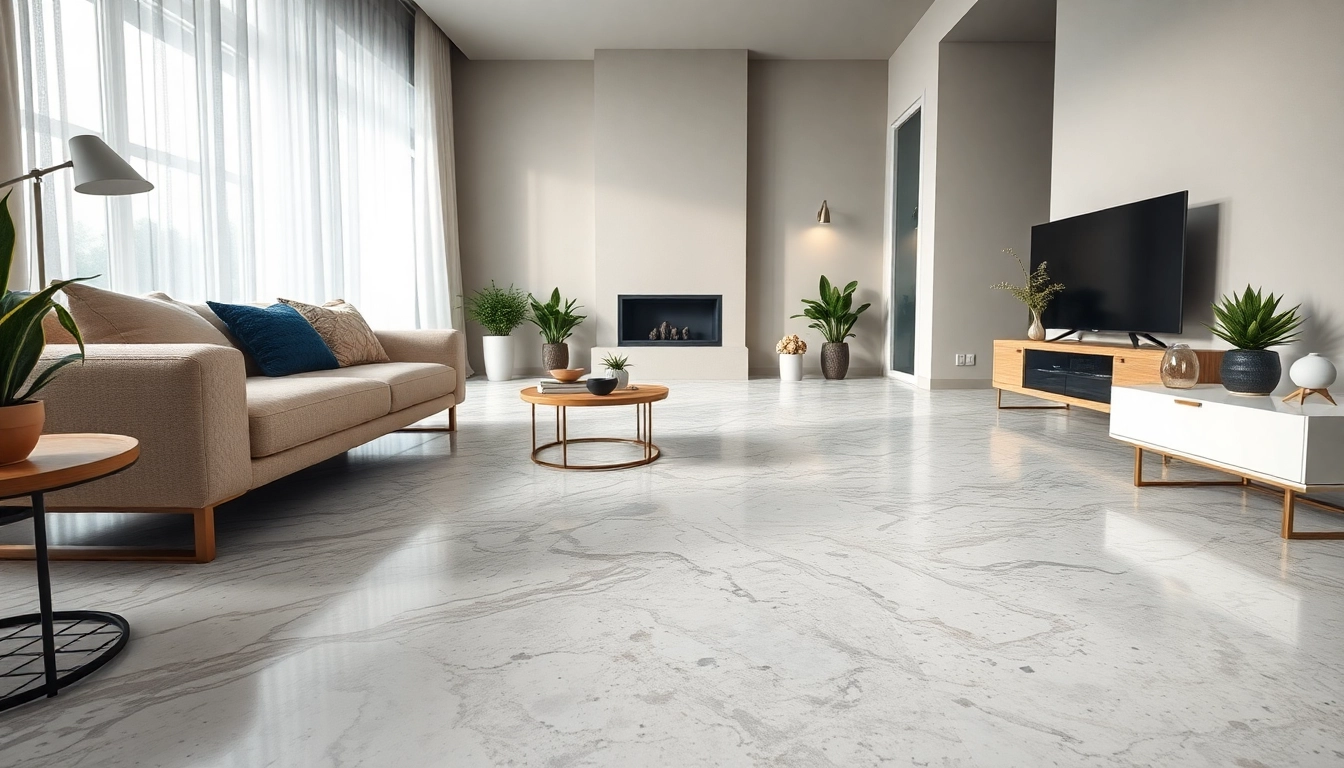 Revêtement de terrazzo élégant avec des motifs complexes dans un espace de vie moderne.